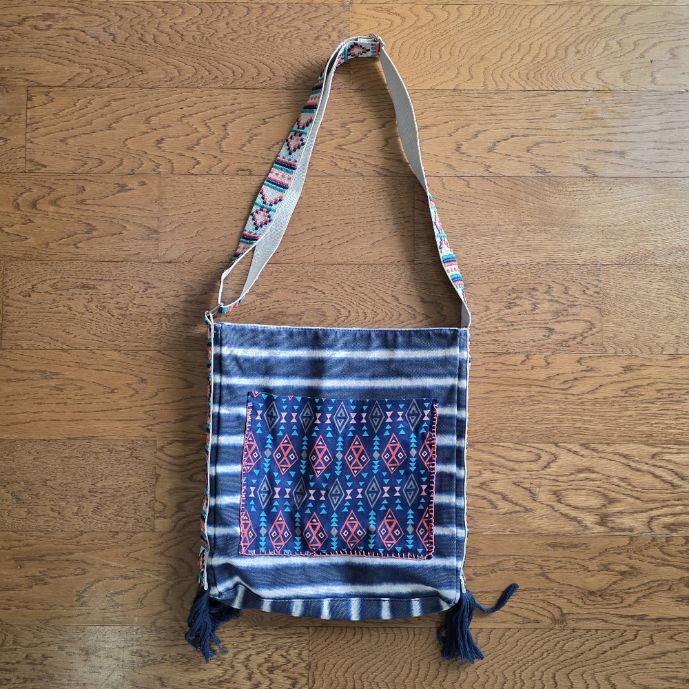Blue Tie Dye Tote Bag Colorful Boho